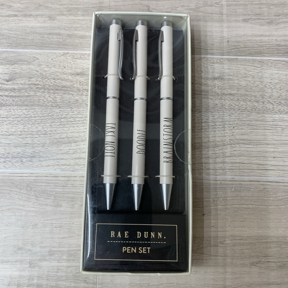 Rae Dunn Ballpoint Pen Set 3 Piece Take Note Doodle Brainstorm New